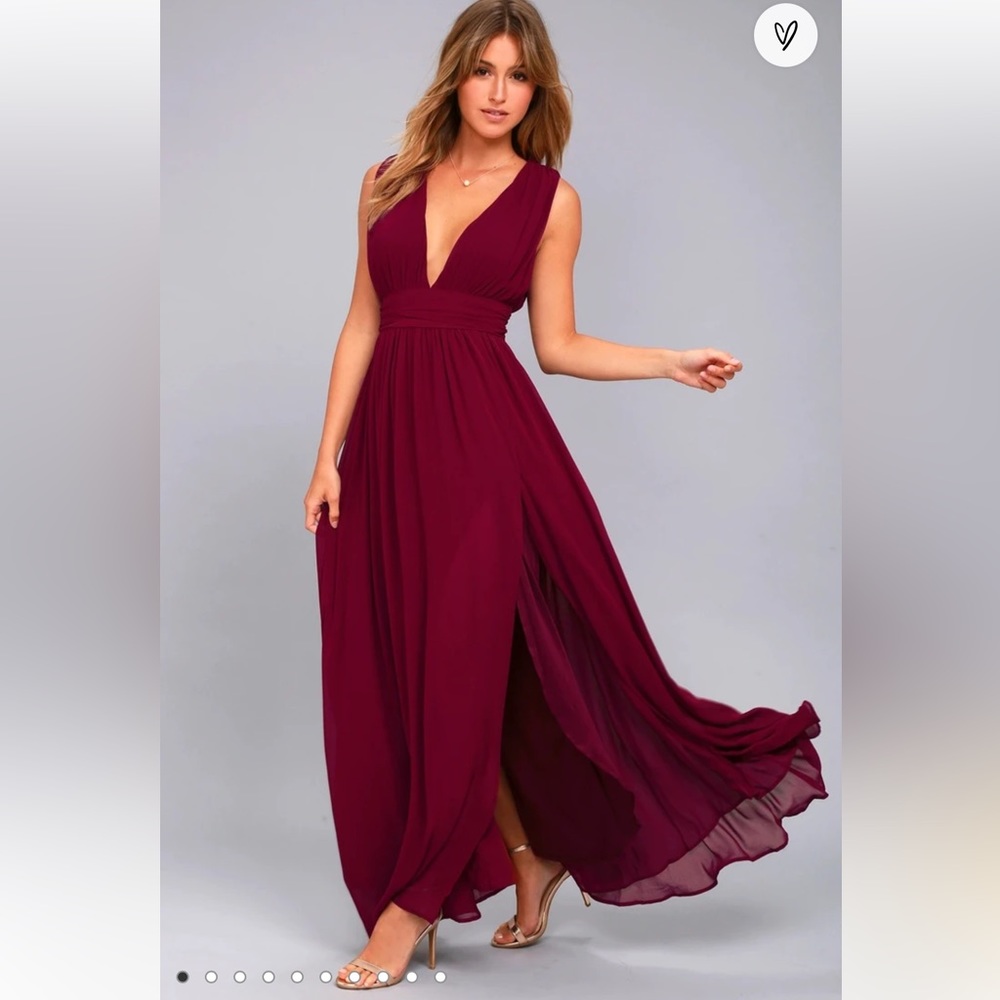Lulus Heavenly Hues Burgundy Maxi Sleeveless Dress Wedding Party Formal NWT - Picture 4 of 10
